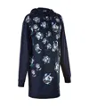 Ea7 Navy Blue  Series Floral Pattern Hooded Long Sweater In Black