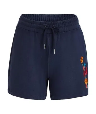 Ea7 Navy Blue Floral Shorts In Black