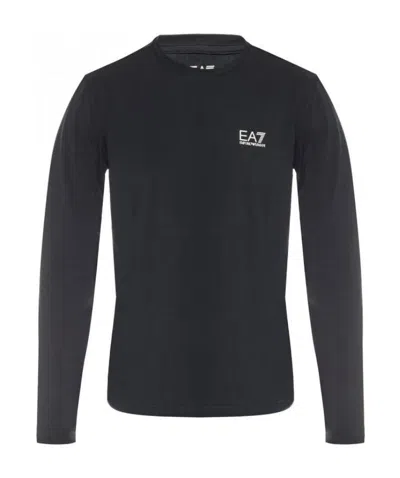 Ea7 Navy Blue Logo Long-sleeved T-shirt In Green