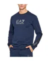 Ea7 Navy Blue Logo Printed Hoodie In Blue