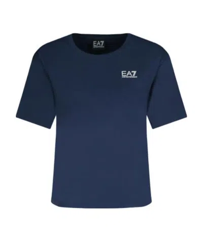 Ea7 Navy Blue Logo Printed T-shirt
