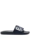 Ea7 Men Navy Blue Logo Slides In Blue