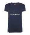 Ea7 Navy Blue Logo T-shirt In Black