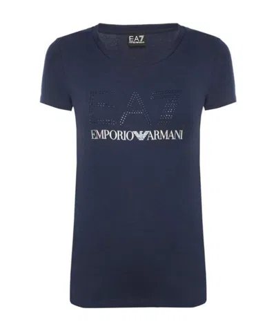 Ea7 Navy Blue Logo T-shirt In Black
