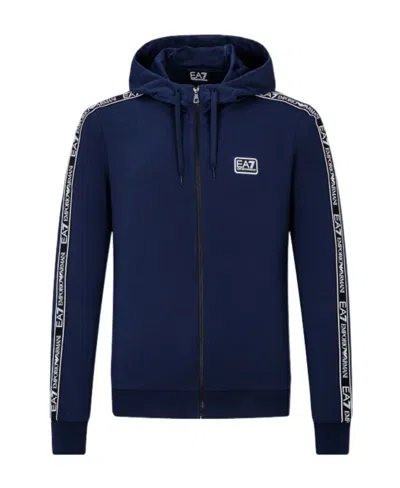 Ea7 Navy Blue Logo With Hat Casual Coat In Black