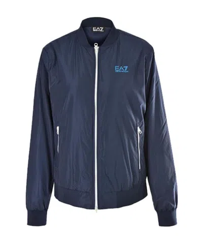 Ea7 Navy Blue Logo Zipper Casual Jacket