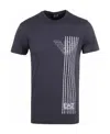 Ea7 Navy Blue Round Collar Logo T-shirt In Black