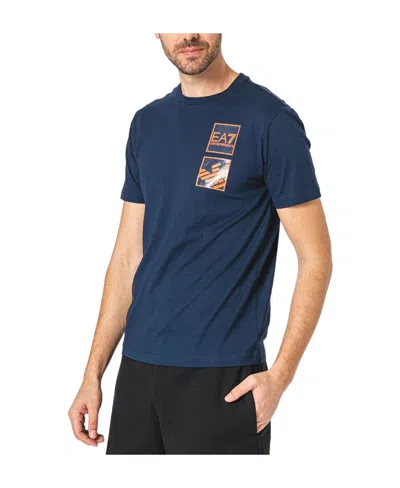 Ea7 Navy Blue Round-necked T-shirt