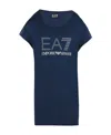 Ea7 Navy Blue Round-necked T-shirt In Blue