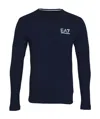 Ea7 Navy Blue Round-necked T-shirt In Black
