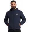 Ea7 Core Identity Hooded Jacket In Blue