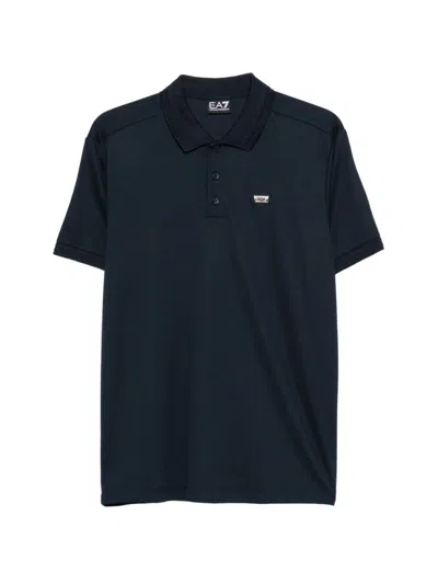 Ea7 Navy Shirt Collar Polo In Blue