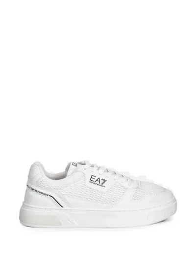 Ea7 New Premium Court Logo-print Panelled Sneakers In White