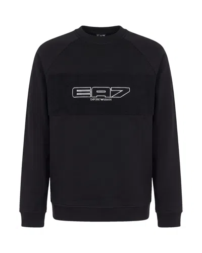 Ea7 Logo-print Fleece Sweatshirt In Black