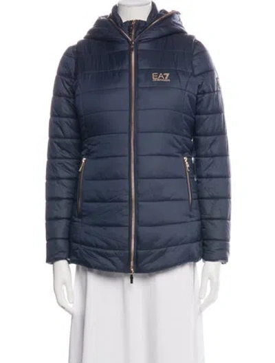 Pre-owned Ea7 Nylon Down Jacket In Blue