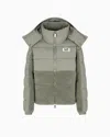 Ea7 Nylon Padded Jacket With Teddy-effect Fabric Details