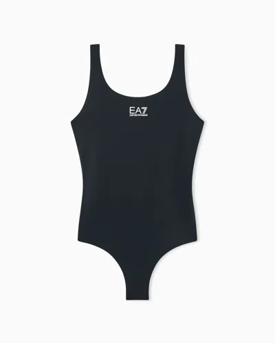 Ea7 One-piece Swimsuit With Logo In Black