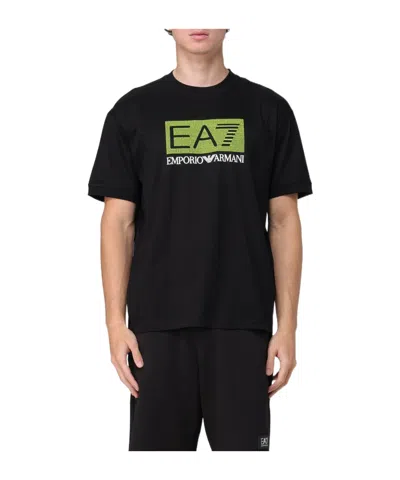 Ea7 Open-necked Black Shirt