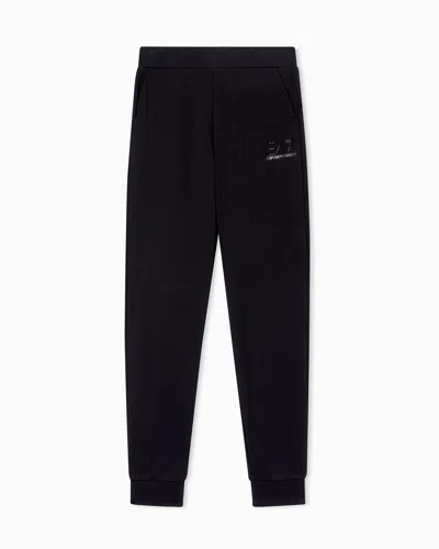 Ea7 Organic Cotton-blend Logo Series Joggers In Black