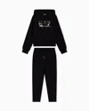 Ea7 Organic Cotton-blend Tracksuit With Oversized Logo In Black