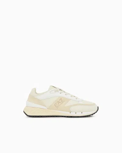 Ea7 Otg Black And White Luxe Trainers In Leather, Suede And Technical Fabric In Blanc