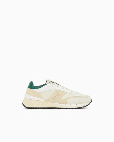 Ea7 Otg Black And White Luxe Trainers In Leather, Suede And Technical Fabric In Weiss