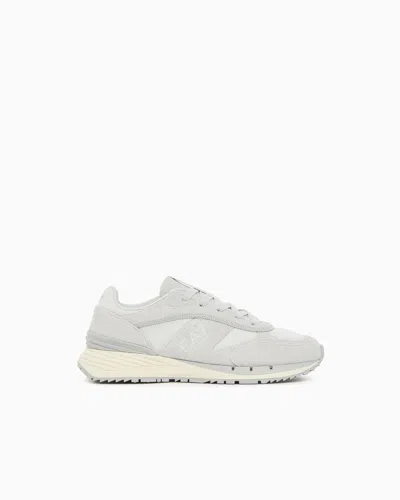 Ea7 Otg Black And White Tech Suede And Mesh Sneakers In Gris