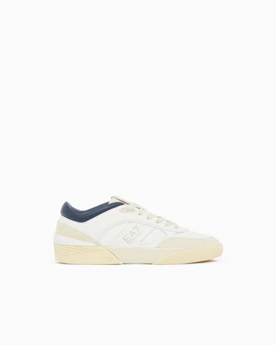 Ea7 Otg Pride Luxe Leather Trainers With Suede Inserts In Blanc