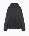 Ea7 Oversized 7.0 Hooded Jacket In Printed Technical Fabric In Black