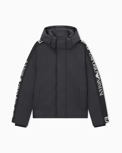 Ea7 Emporio Armani Oversized Fit Padded Hooded Bomber Jacket In Gray