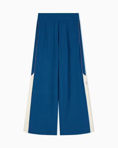 Ea7 Oversized Jersey Trousers Sporting Club In Stretch Viscose In Blue