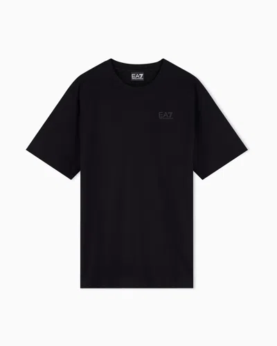 Ea7 Oversized Logo Series Cotton Jersey T-shirt With Logo In Black