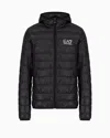 Ea7 Packable Hooded Core Identity Puffer Jacket In 黑色