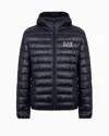 Ea7 Packable Hooded Core Identity Puffer Jacket In Blue