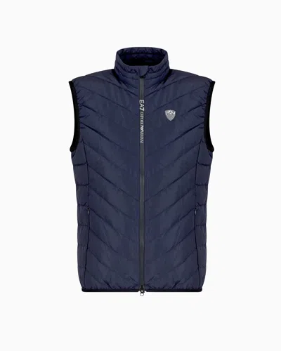 Ea7 Premium Shield Packable Gilet In Blue