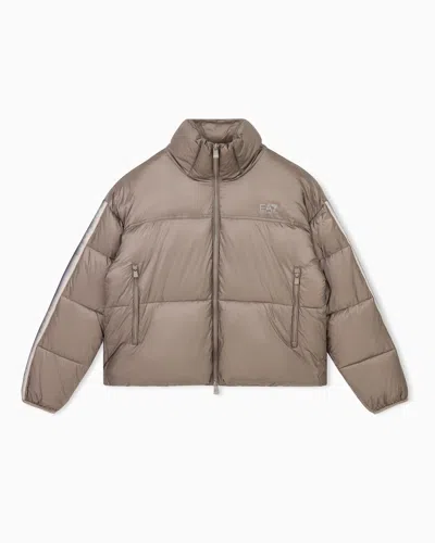 Ea7 Padded Bomber Jacket Natural Ventus 7 In Technical Fabric In Gray