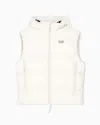 Ea7 Padded, Hooded Gilet Made Of Technical Fabric In White
