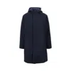 Ea7 Padded Wool-blend Hooded Parka Coat In Blue