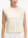 Ea7 Padded-shoulder Leopard-print Top In Neutral