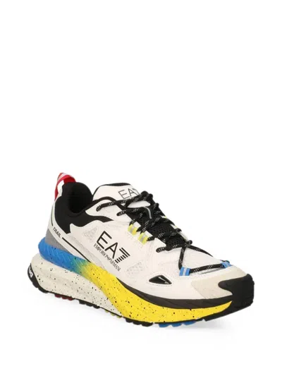 Ea7 Panelled Logo-print Sneakers In White