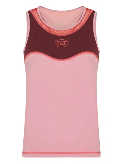 Ea7 Panelled Racerback Top In Pink