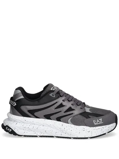 Ea7 Panelled Sneakers In 灰色