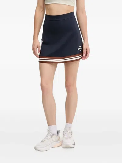 Ea7 Panelled Striped Skirt In Blue