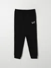 Ea7 Emporio Armani Boys Black Cotton Monogram Joggers In Black