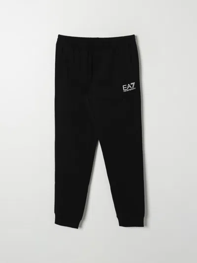 Ea7 Kids'  Emporio Armani Boys Black Cotton Monogram Joggers