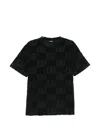 Ea7 Patterned Round-neck T-shirt In Black
