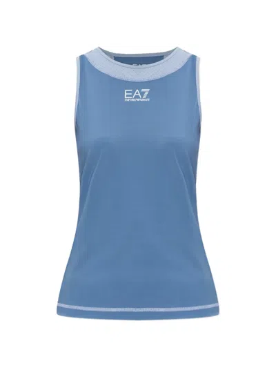 Ea7 Perforated-detail Sleeveless Tank Top In Blue