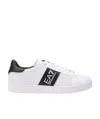 Ea7 Perforated Logo-stripe Low-top Sneakers In White