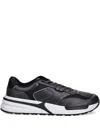 Ea7 Perforated Panelled Sneakers In Black