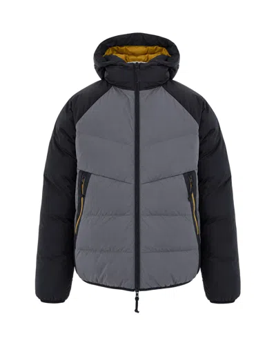 Ea7 Pewter Colorblock Puffer Jacket In Gray